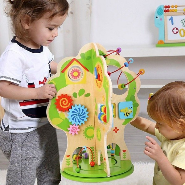 Продукт Tooky Toy - Дървено въртящо се дърво с активности - 0 - BG Hlapeta